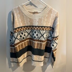 🛑 SALE 🌻 Poem & Thread aztek sweater in cream, blue and brown